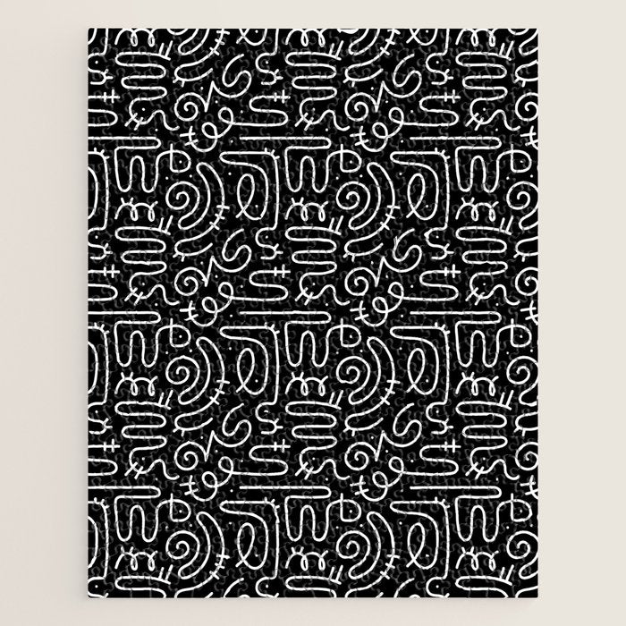 Abstract black and white line doodle pattern Jigsaw Puzzle Gallery Image 1
