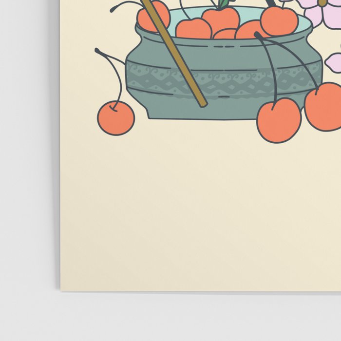 Ukrainian Flower Vase and Cherries Poster Gallery Image 3