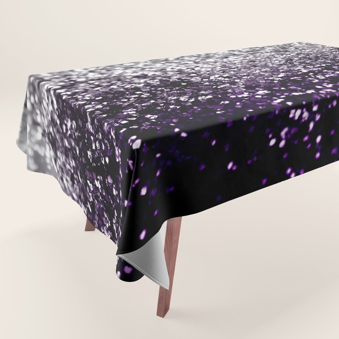 Dark Night Purple Black Silver Glitter #1 (Faux Glitter) #shiny #decor #art #society6 Tablecloth Gallery Image 1