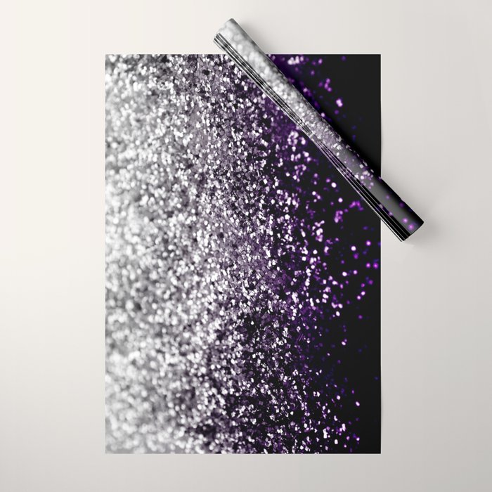 Dark Night Purple Black Silver Glitter #1 (Faux Glitter) #shiny #decor #art #society6 Wrapping Paper Gallery Image 1