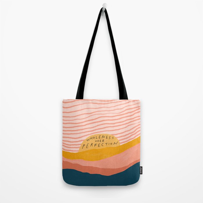 Wholeness Over Perfection | Waves Hand Lettering Design Tote Bag Gallery Image 2