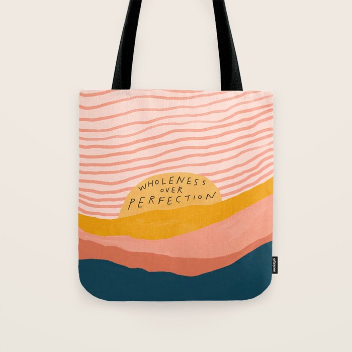 Wholeness Over Perfection | Waves Hand Lettering Design Tote Bag Gallery Image 1