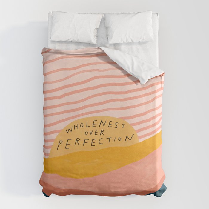 Wholeness Over Perfection | Waves Hand Lettering Design Duvet Cover Gallery Image 6