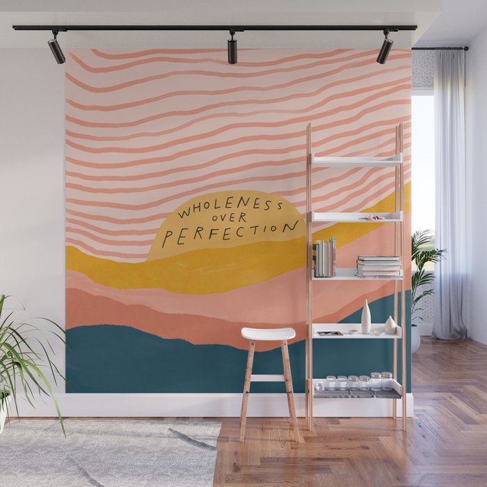 Wholeness Over Perfection | Waves Hand Lettering Design Wall Mural Gallery Image 1
