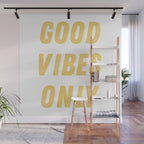 Good Vibes Only Bold Typography in Yellow Wall Mural Gallery Image 1