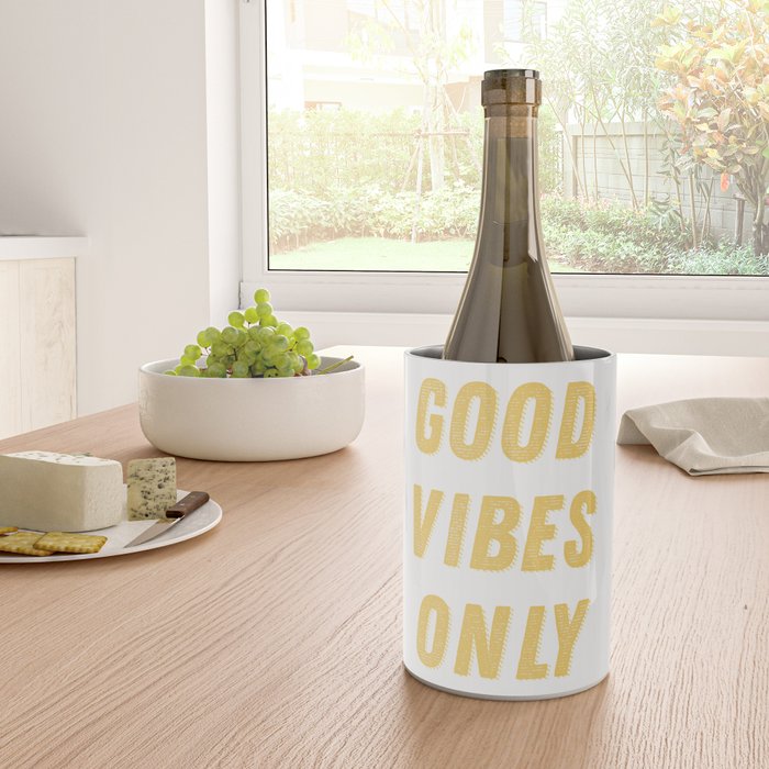 Good Vibes Only Bold Typography in Yellow Wine Chiller Gallery Image 4