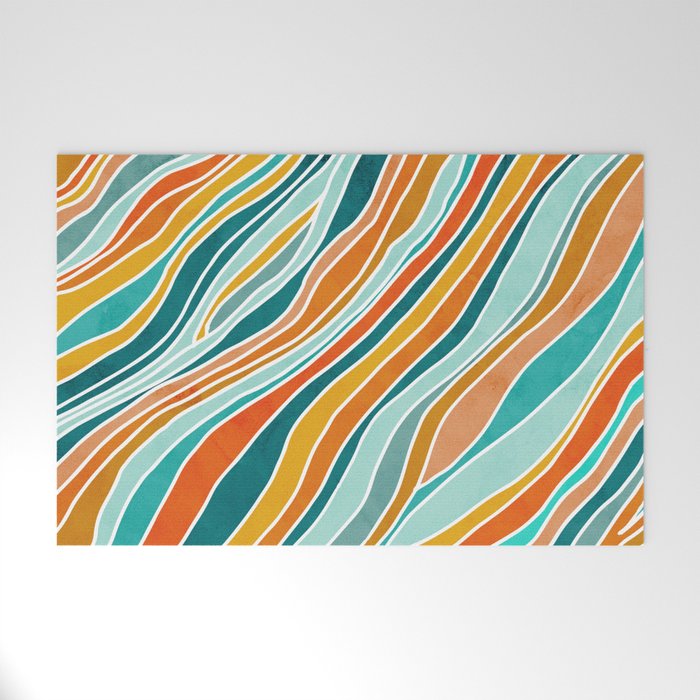 Colorful Summer Stripes Welcome Mat Gallery Image 1