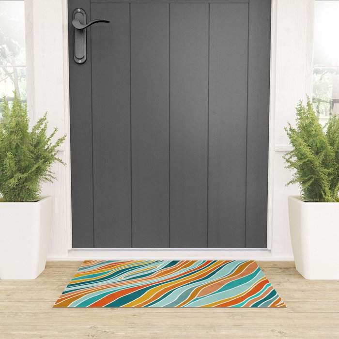 Colorful Summer Stripes Welcome Mat Gallery Image 3