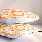 Mid Century Modern Piquet Abstract Multi Tiled Geometric Pattern in Tangerine Orange Tones Pillow Sham Gallery Image 3