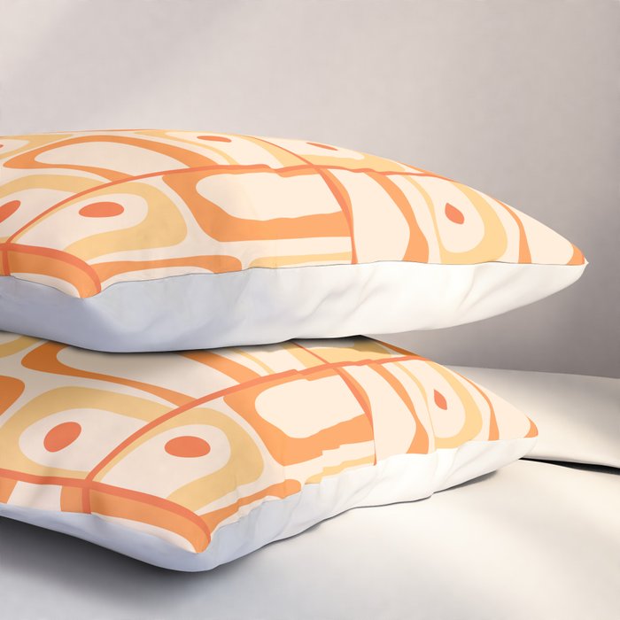 Mid Century Modern Piquet Abstract Multi Tiled Geometric Pattern in Tangerine Orange Tones Pillow Sham Gallery Image 3