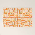 Mid Century Modern Piquet Abstract Multi Tiled Geometric Pattern in Tangerine Orange Tones Welcome Mat Gallery Image 1