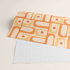Mid Century Modern Piquet Abstract Multi Tiled Geometric Pattern in Tangerine Orange Tones Wrapping Paper Gallery Image 2