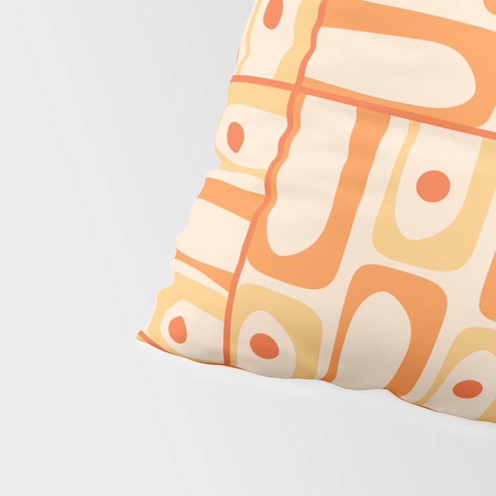 Mid Century Modern Piquet Abstract Multi Tiled Geometric Pattern in Tangerine Orange Tones Pillow Sham Gallery Image 4
