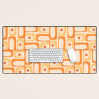 Mid Century Modern Piquet Abstract Multi Tiled Geometric Pattern in Tangerine Orange Tones Desk Mat Gallery Image 1