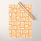 Mid Century Modern Piquet Abstract Multi Tiled Geometric Pattern in Tangerine Orange Tones Wrapping Paper Gallery Image 1