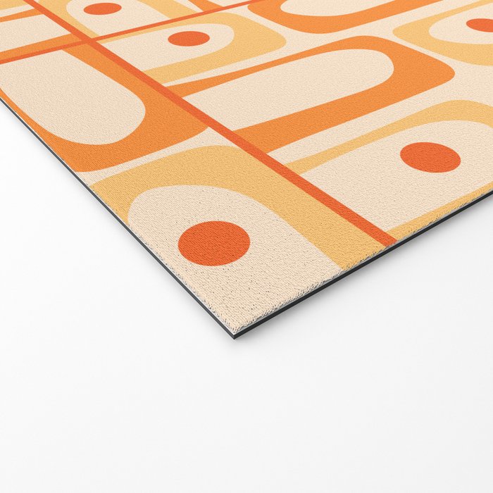Mid Century Modern Piquet Abstract Multi Tiled Geometric Pattern in Tangerine Orange Tones Welcome Mat Gallery Image 2