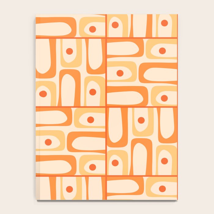 Mid Century Modern Piquet Abstract Multi Tiled Geometric Pattern in Tangerine Orange Tones Notebook Gallery Image 4