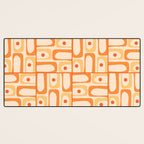 Mid Century Modern Piquet Abstract Multi Tiled Geometric Pattern in Tangerine Orange Tones Desk Mat Gallery Image 3