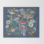Goliath Beetle Mushroom Garden Throw Blanket Gallery Image 2