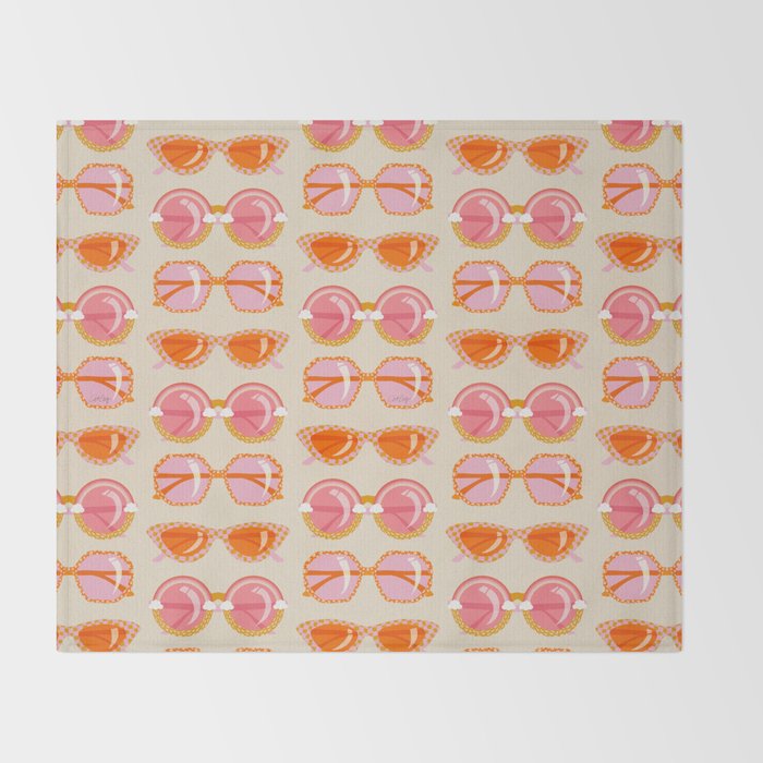 Retro Sunglasses - Peach OmbrÃ© on Cream Throw Blanket Gallery Image 2