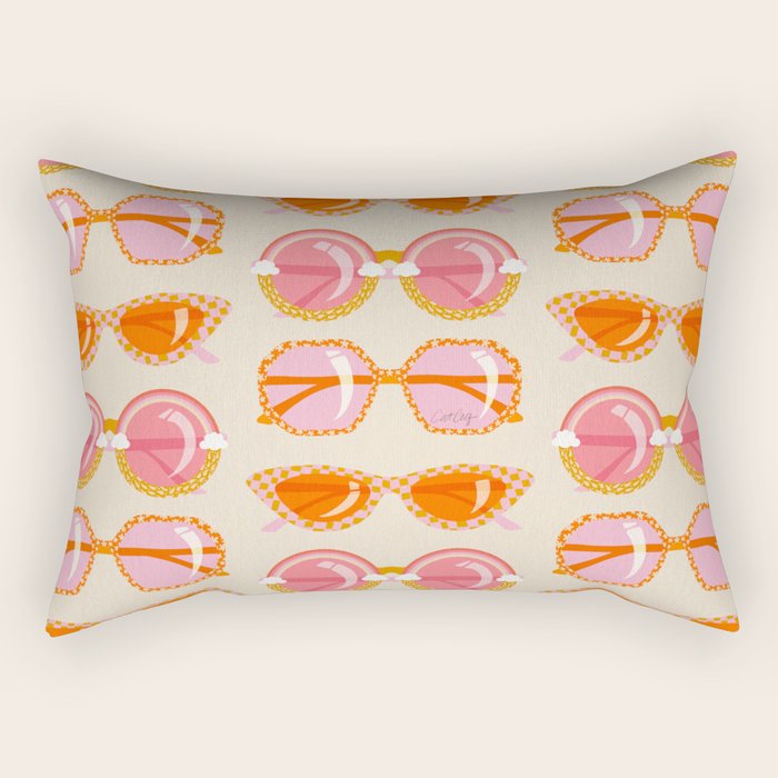 Retro Sunglasses - Peach OmbrÃ© on Cream Rectangular Pillow Gallery Image 2