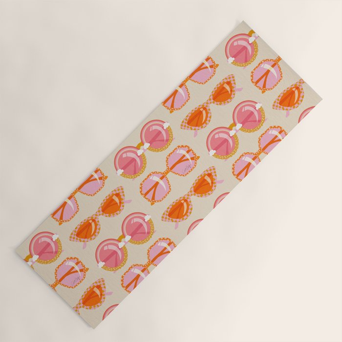 Retro Sunglasses - Peach OmbrÃ© on Cream Yoga Mat Gallery Image 1