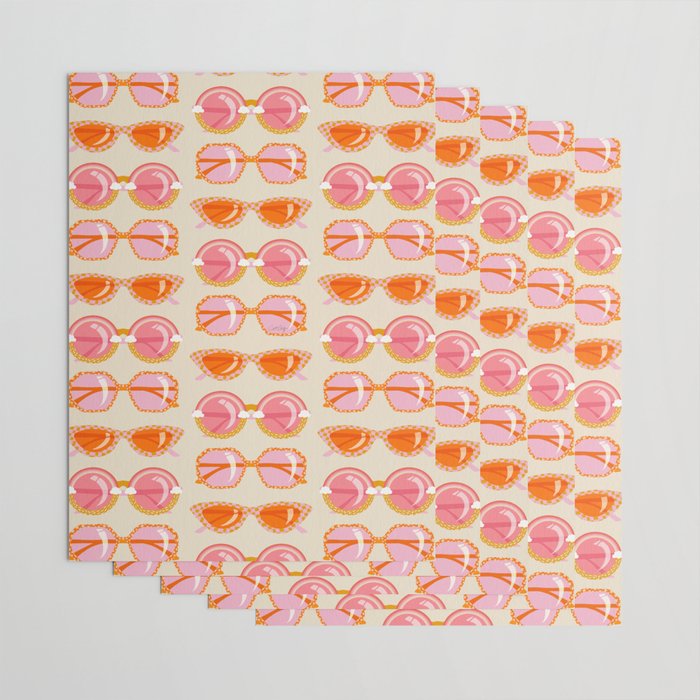 Retro Sunglasses - Peach OmbrÃ© on Cream Wrapping Paper Gallery Image 3