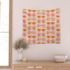Retro Sunglasses - Peach OmbrÃ© on Cream Wall Tapestry Gallery Image 2