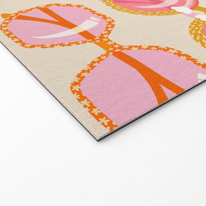 Retro Sunglasses - Peach OmbrÃ© on Cream Welcome Mat Gallery Image 2
