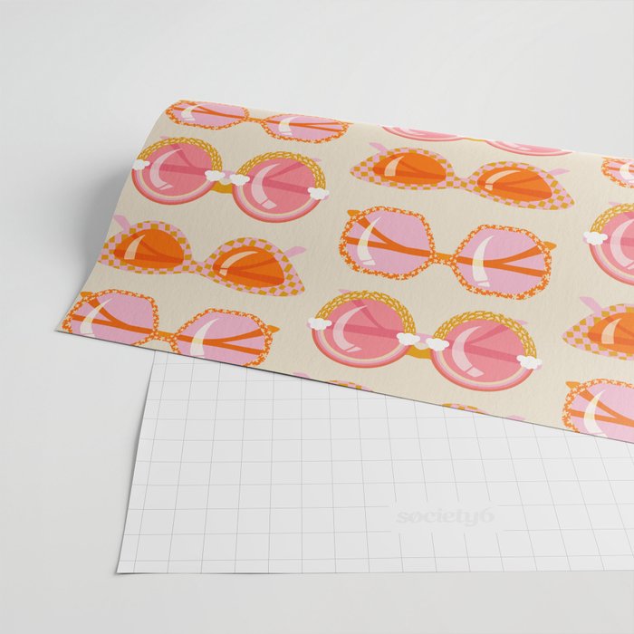 Retro Sunglasses - Peach OmbrÃ© on Cream Wrapping Paper Gallery Image 2