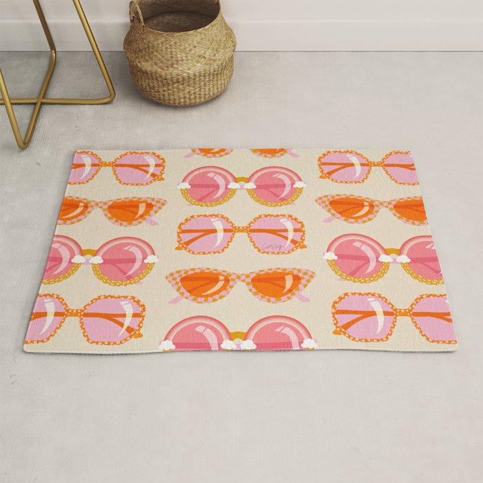 Retro Sunglasses - Peach OmbrÃ© on Cream Rug Gallery Image 1