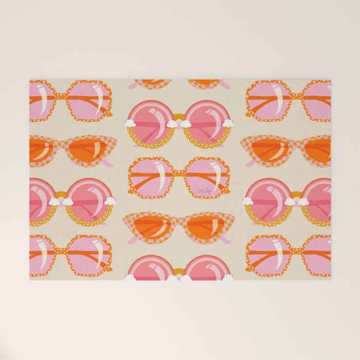 Retro Sunglasses - Peach OmbrÃ© on Cream Welcome Mat Gallery Image 1