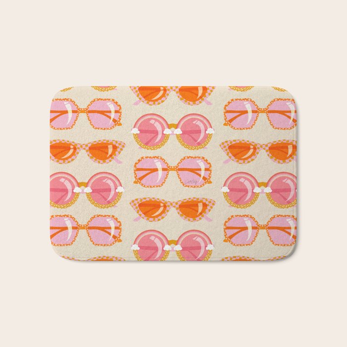 Retro Sunglasses - Peach OmbrÃ© on Cream Bath Mat Gallery Image 1