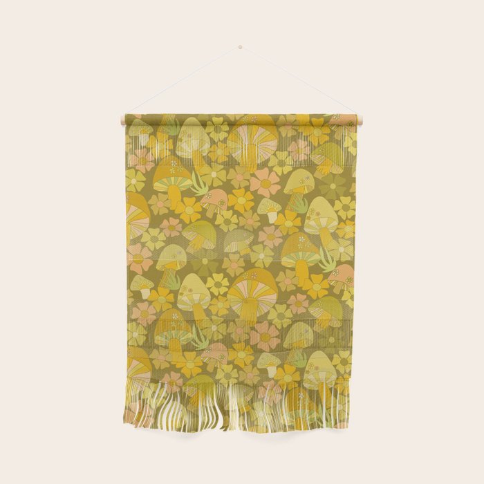 retro mushroom flower power pattern by surfy birdy Wall Hanging Gallery Image 1