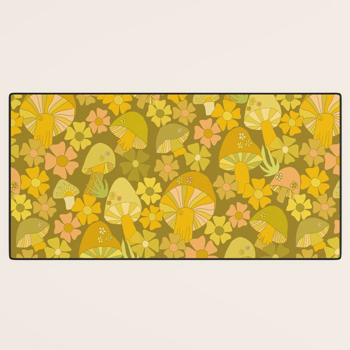 retro mushroom flower power pattern by surfy birdy Desk Mat Gallery Image 3
