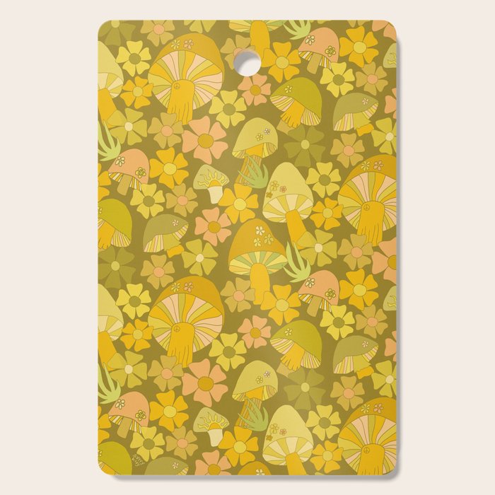 retro mushroom flower power pattern by surfy birdy Cutting Board Gallery Image 1