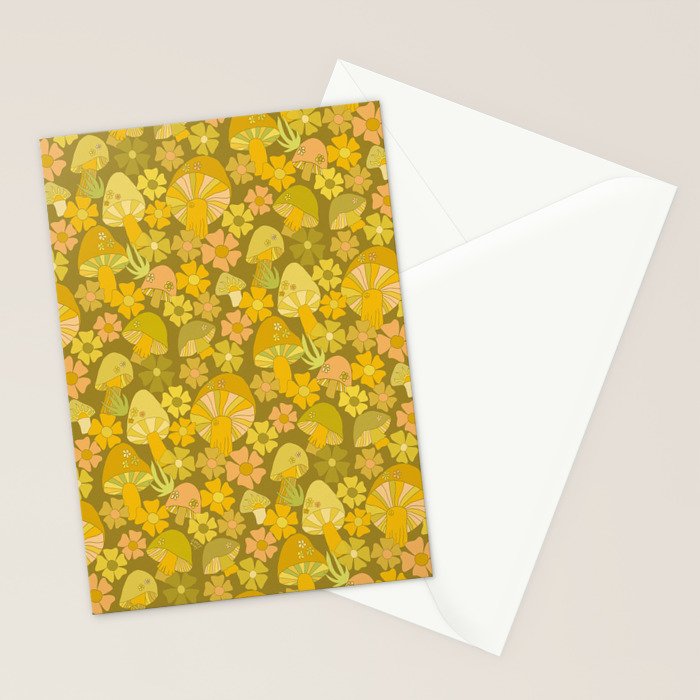 retro mushroom flower power pattern by surfy birdy Stationery Card Gallery Image 2