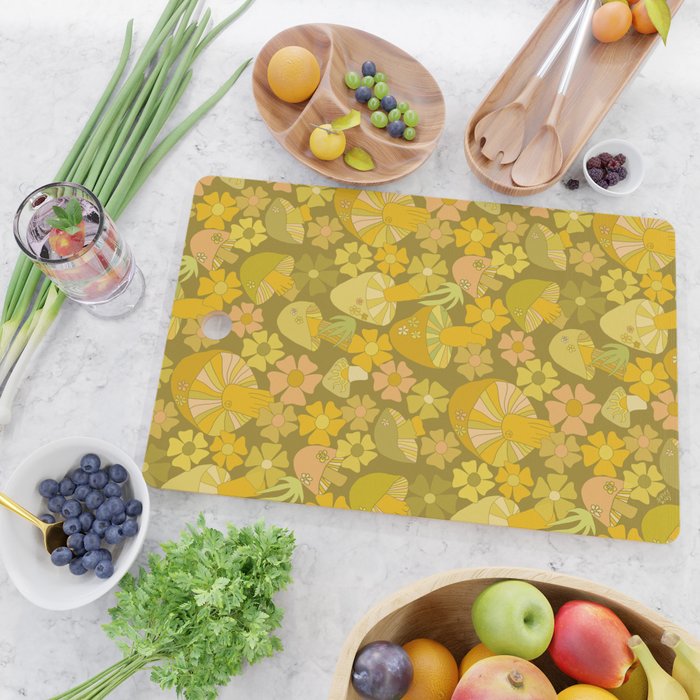 retro mushroom flower power pattern by surfy birdy Cutting Board Gallery Image 2