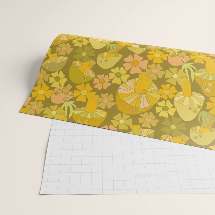 retro mushroom flower power pattern by surfy birdy Wrapping Paper Gallery Image 2