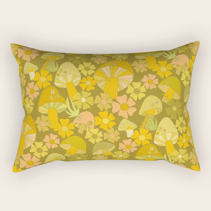 retro mushroom flower power pattern by surfy birdy Rectangular Pillow Gallery Image 2
