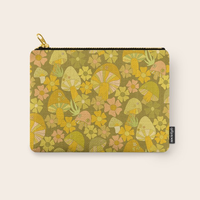 retro mushroom flower power pattern by surfy birdy Carry All Pouch Gallery Image 1