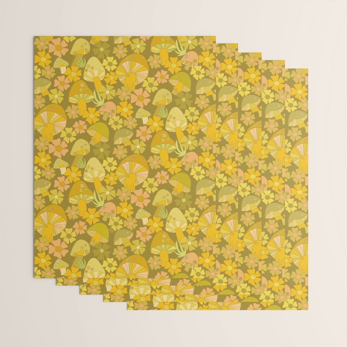 retro mushroom flower power pattern by surfy birdy Wrapping Paper Gallery Image 3
