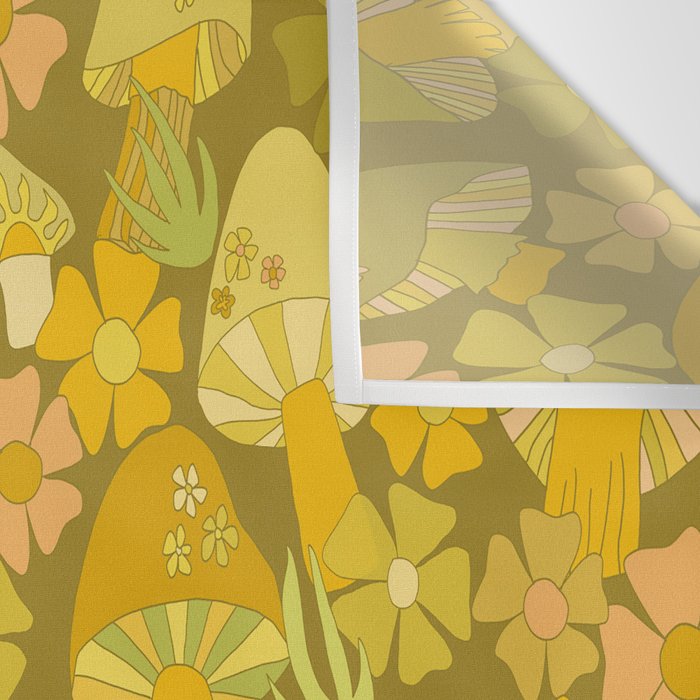 retro mushroom flower power pattern by surfy birdy Wall Tapestry Gallery Image 3