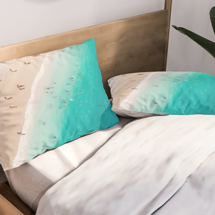 Beach Aesthetic Photography - Aerial View Pillow Sham Gallery Image 2