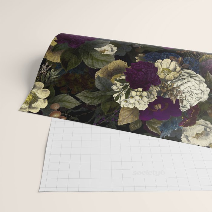 Dutch Vintage Midnight Flower Garden  Wrapping Paper Gallery Image 2