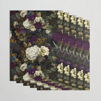 Dutch Vintage Midnight Flower Garden  Wrapping Paper Gallery Image 3
