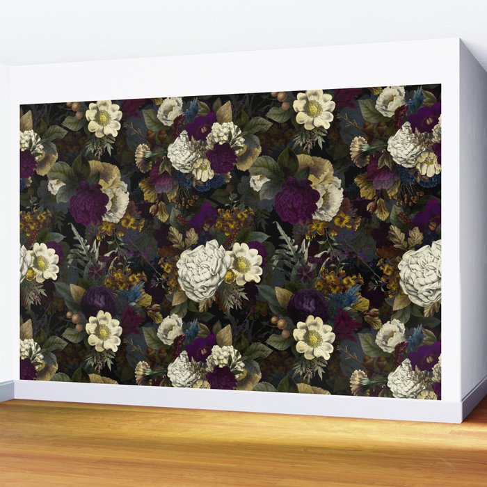 Dutch Vintage Midnight Flower Garden  Wall Mural Gallery Image 2