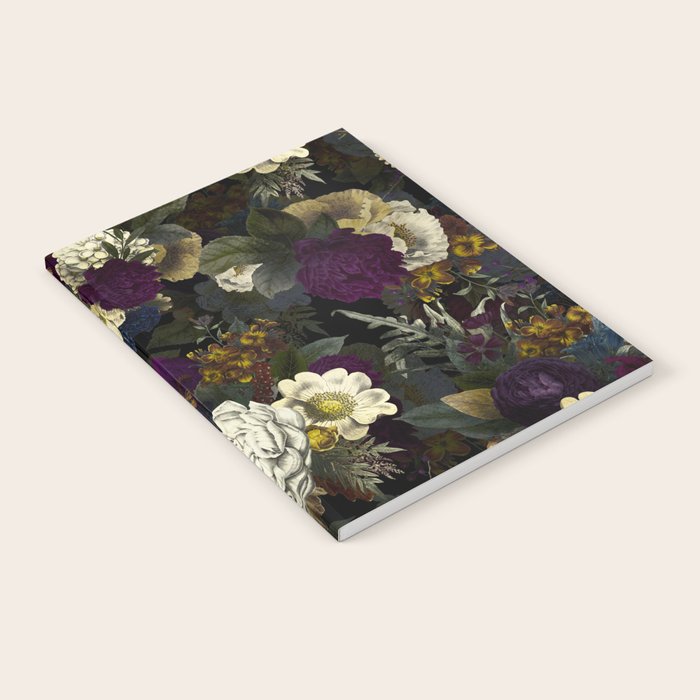 Dutch Vintage Midnight Flower Garden  Notebook