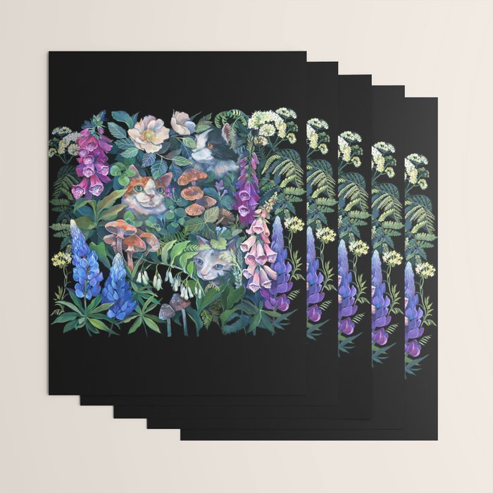 Cats Flower Garden Wrapping Paper Gallery Image 3