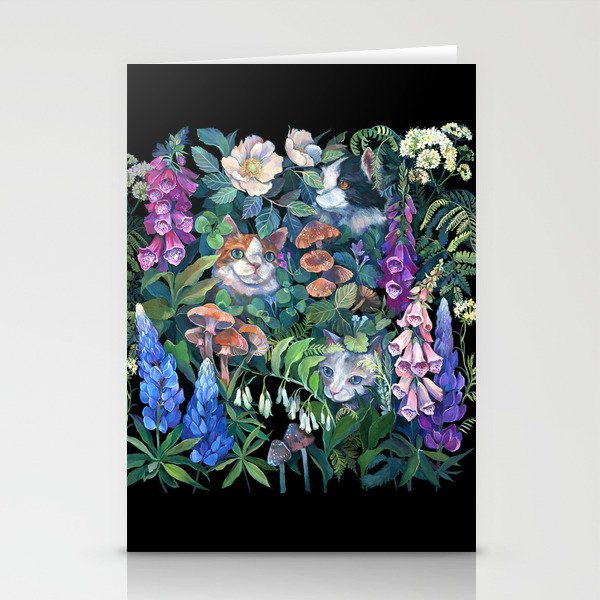 Cats Flower Garden Stationery Card Gallery Image 2